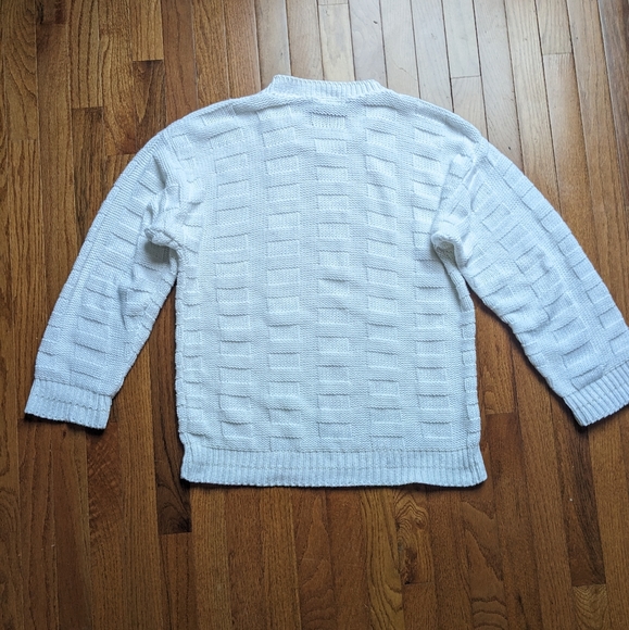 Tony Lambert White Cable Knit Sweater Size Medium - Picture 3 of 4
